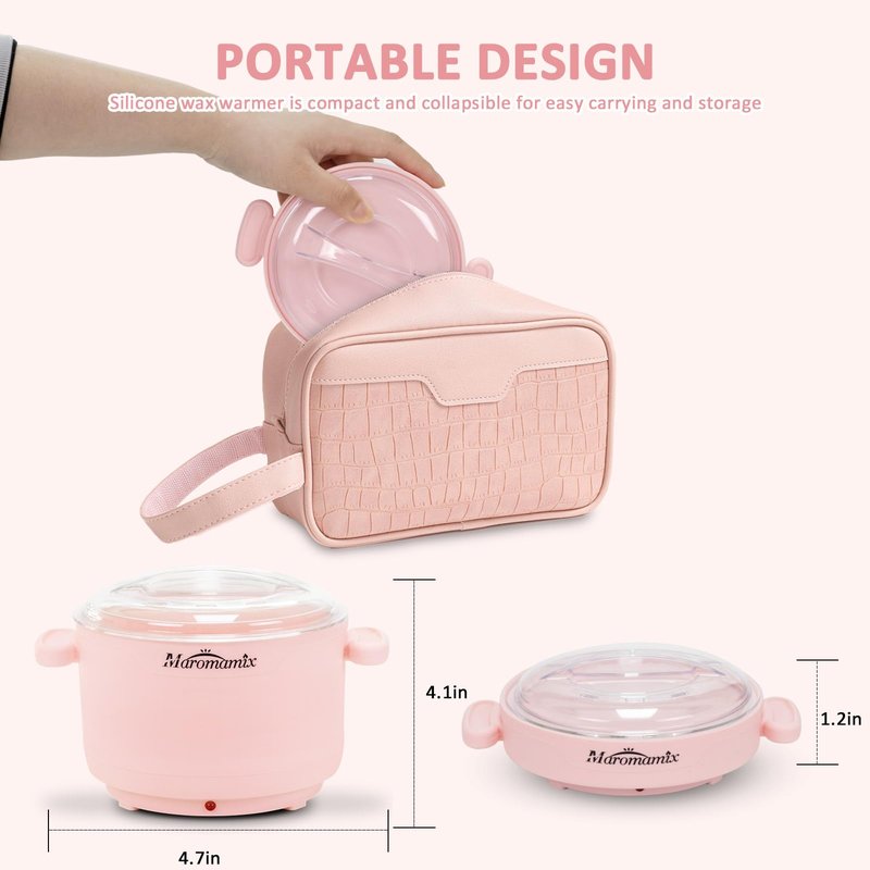 Waxing Kit -Silicone Wax Warmer for Hair Removal with 4 Packs of Hard Wax Beads, Portable Electric Silicone Wax Machine for Full Body Face Eyebrows Bikini Brazilian at Home Waxing Kit for Women Men