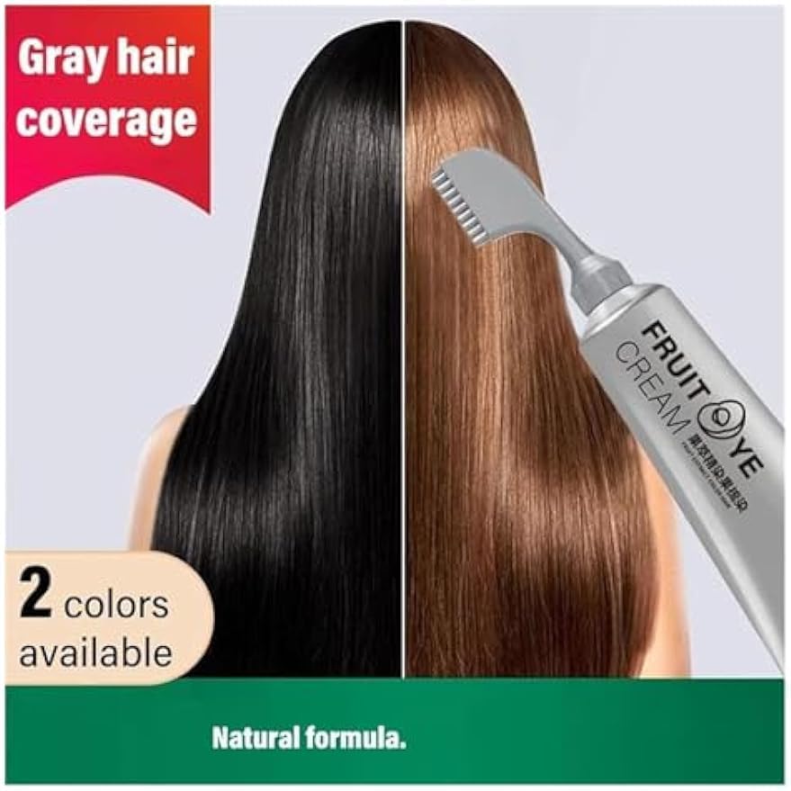 Natural Black Fruit Hair Dye Cream - Dark Brown Grey Coverage for Men & Women