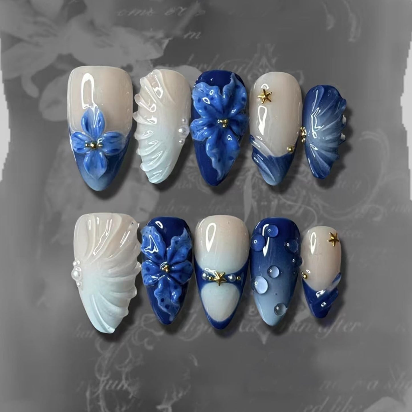 Short Almond Press-On Nails - 24 Pcs French Tip with Leopard Print & Gold Beads | Reusable Acrylic Nail Designs for Women