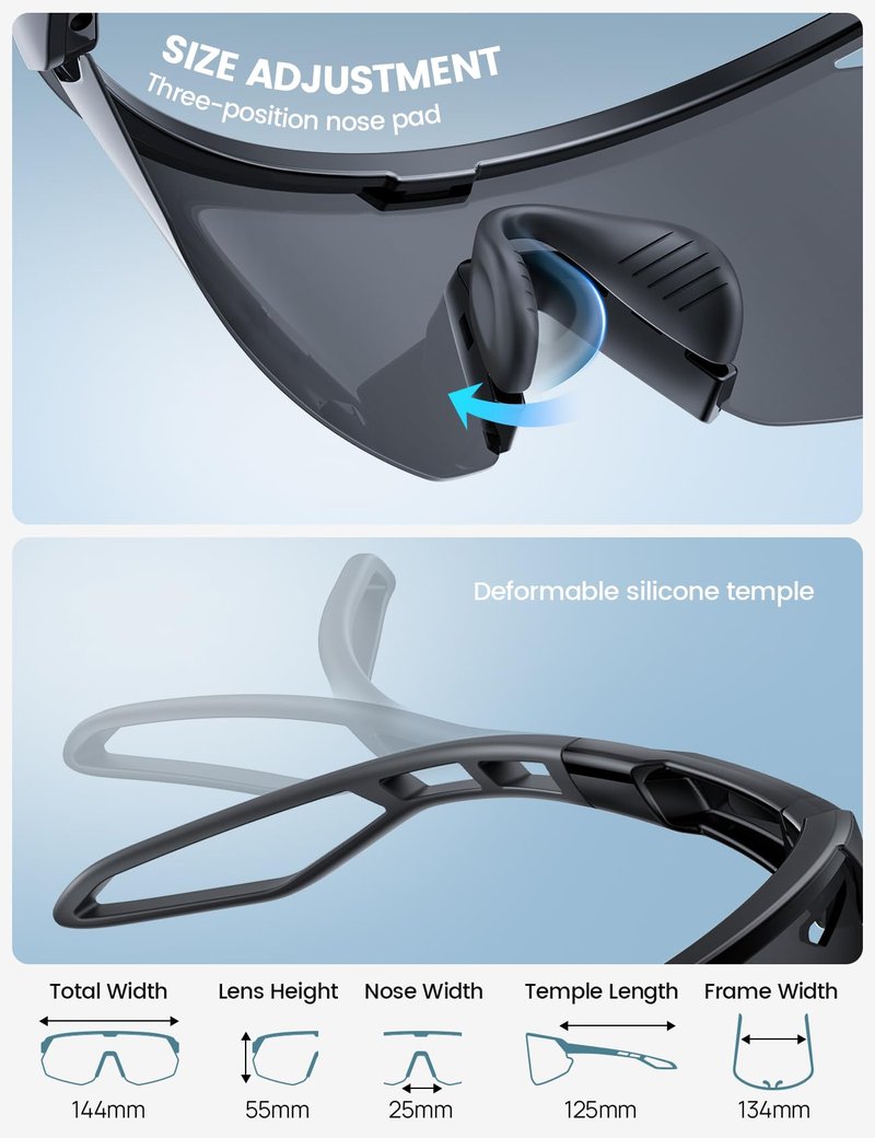 Lamicall Polarized Sports Sunglasses for Men Women, [24g Ultralight] [Adjustable Nose Pad] UV400 Protection Sun Glasses for Cycling Running Baseball Fishing Golf Beach Volleyball Driving