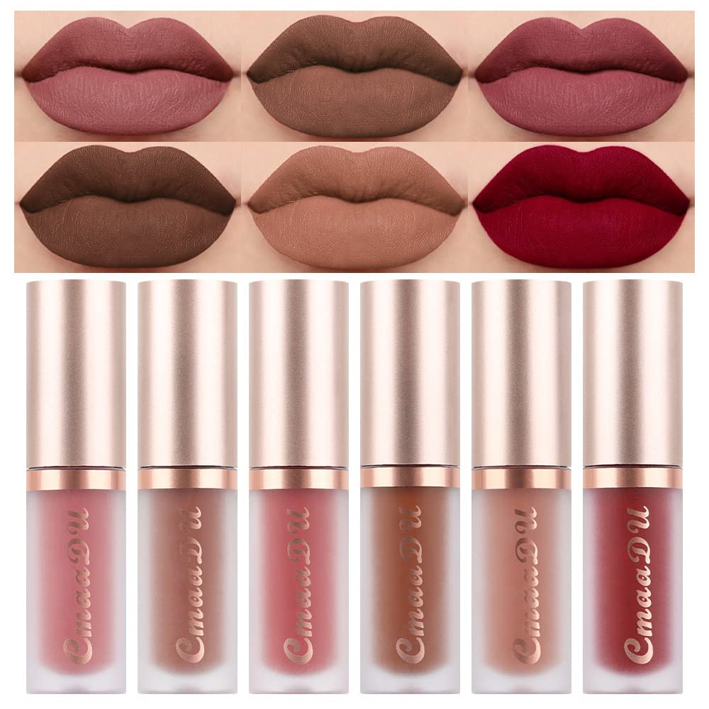 Matte Lipstick Set - 10Pcs Long-Lasting Liquid Lip Color for Black Women | Dark Ruby, Mauve, Plum & More