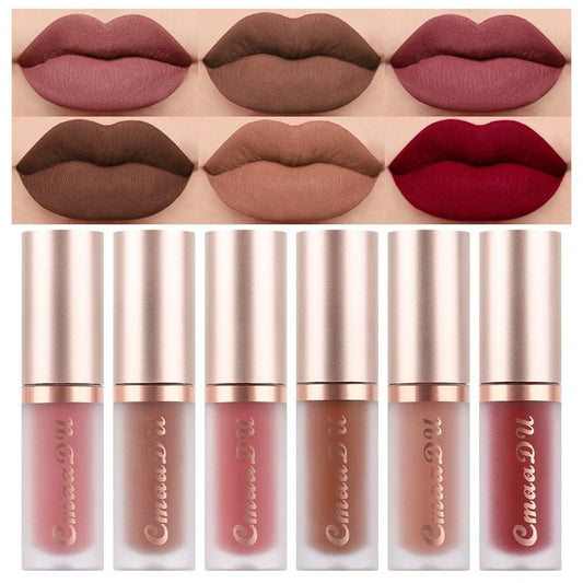 Matte Liquid Lipstick Set - 6 Pcs Dark Light Nude Brown Shades | Long-Lasting Velvet Finish for Black Women