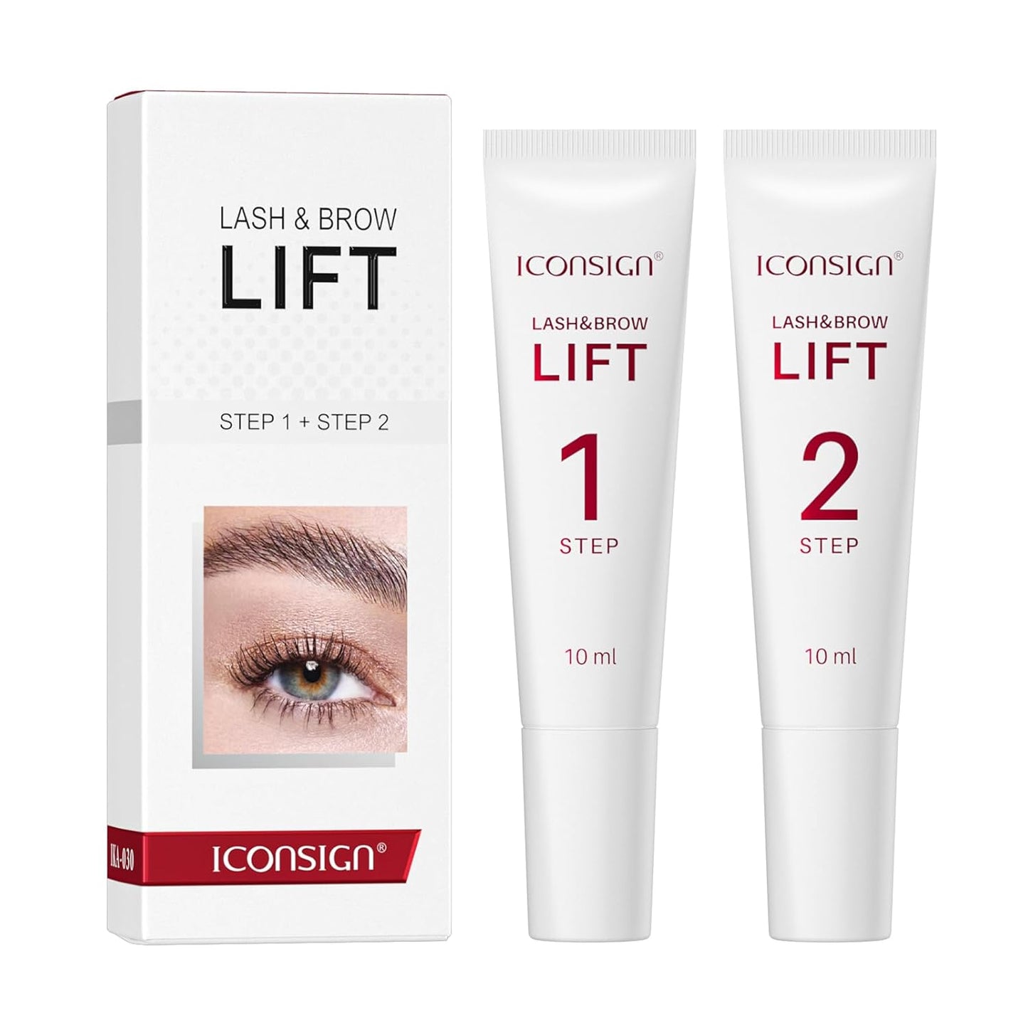 ICONSIGN 2-in-1 Lash Lift & Brow Lamination Kit - Eyelash Perm & Setting Lotion for Salon or Home Use | High-Capacity Design, White