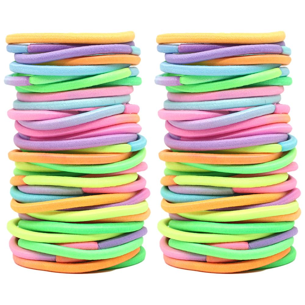 Seamless Elastic Hair Ties - 50 Multicolor Ponytail Holders | No Crease, Snag-Free Design for Travel (4mm)