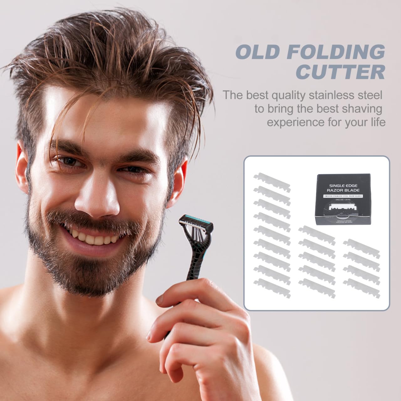100 Count Single Edge for Men, Professional Barbershop One Blade Refills for Face Shaving, Precision Beard and Mustache Grooming, Fits Folding Straight Razors
