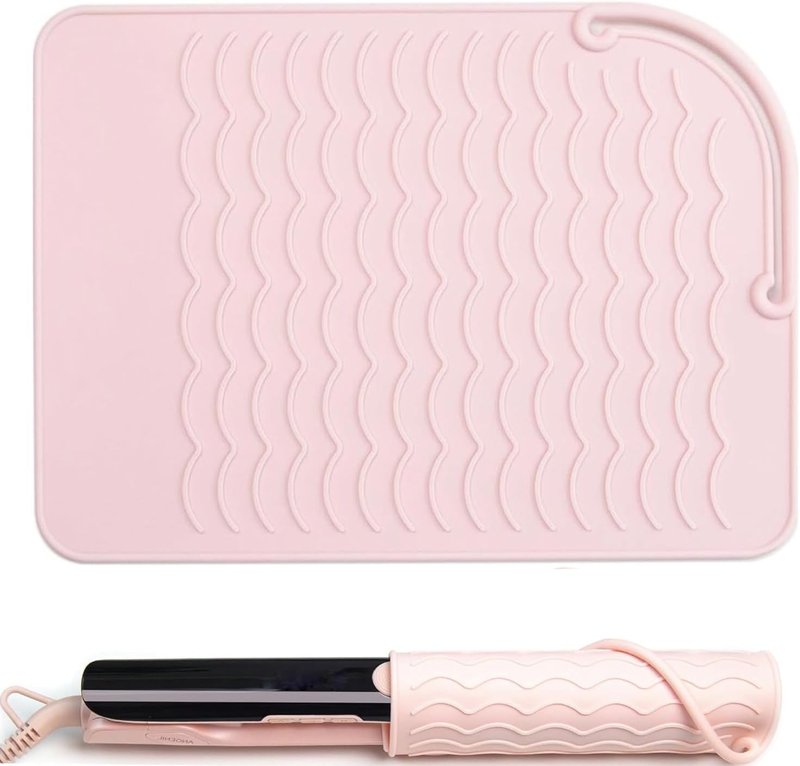 Silicone Heat Resistant Mat - Portable Travel Cover for Curling Irons & Hair Tools | Pink, Small