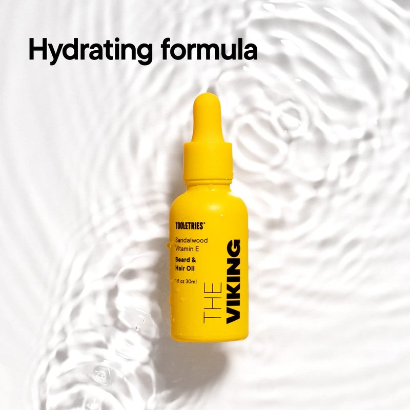TOOLETRIES The Viking - Scented Beard & Hair Oil for Men with Sandalwood & Vitamin E - Conditions and Hydrates for Smooth Feel, Prevents Dandruff - Made in Australia - 1fl oz