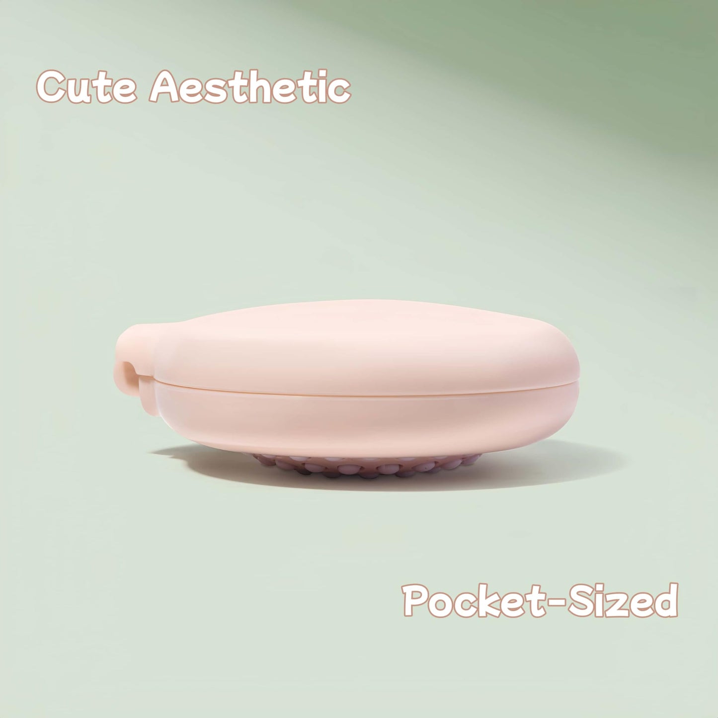 Arthaxi Compact Mirror with Mini Hair Brush, Small Gifts for Teen Girls, Peach Pink 1-Pack