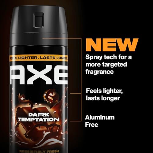 AXE Dark Temptation Body Spray for Men - 4 Pack, 48-Hour Freshness, 2.9 oz