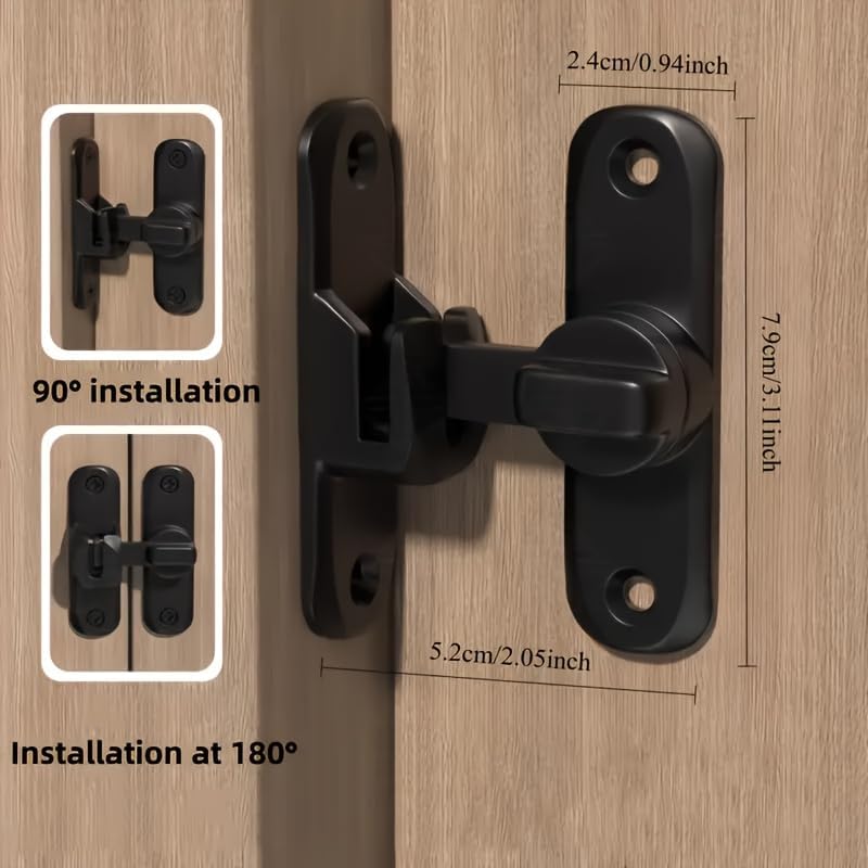 Heavy Duty Security Door Lock - Anti-Pry Bolt Lock with Adjustable Sliding Insert | Black, Commercial Grade