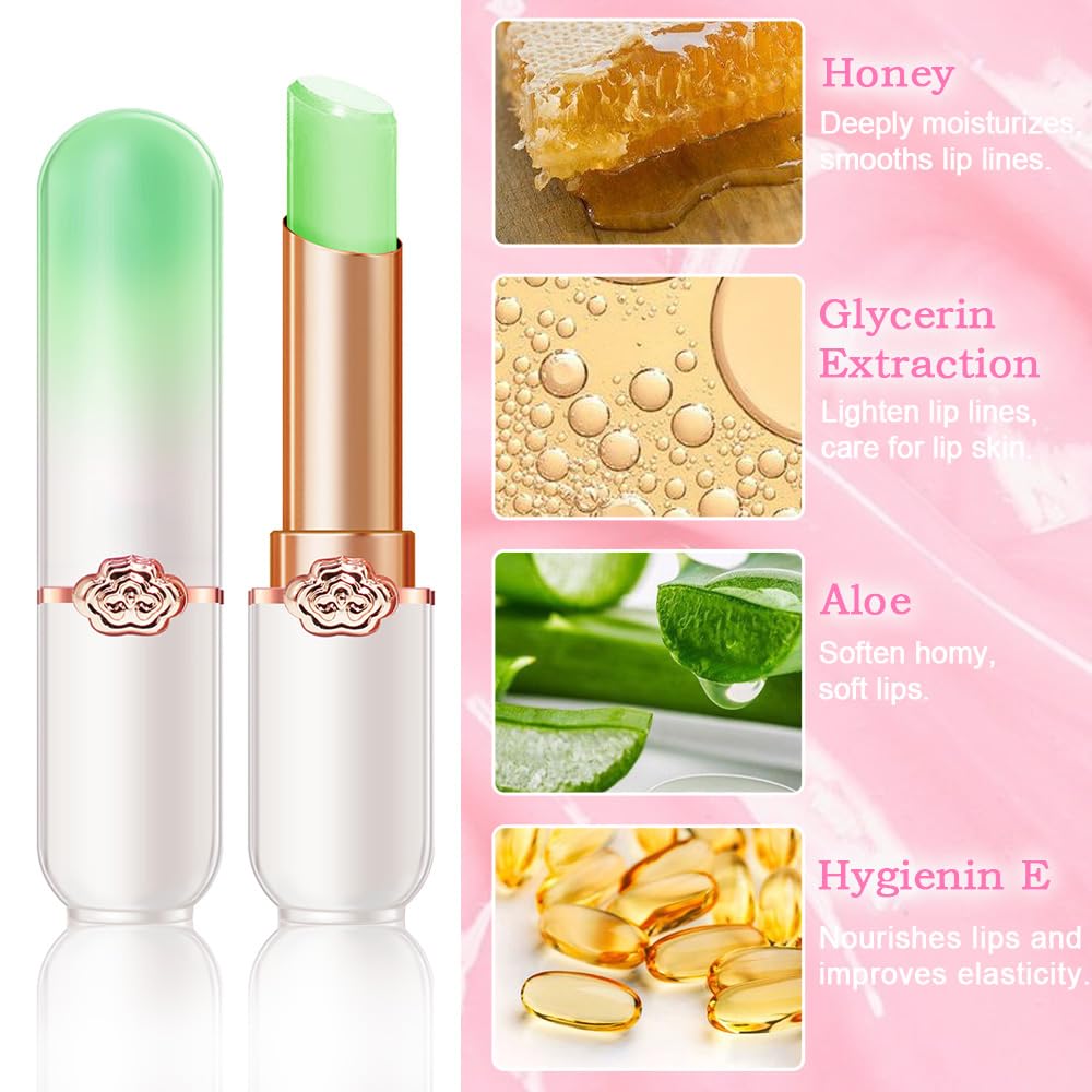 Peach Color Changing Lipstick - Long Lasting Waterproof Lip Stain | Moisturizing Lip Balm Set (6 Pcs)