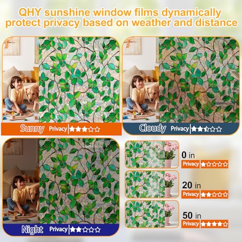Stained Glass Window Privacy Film - Decorative Rainbow Clings, 17.5x78.7 in