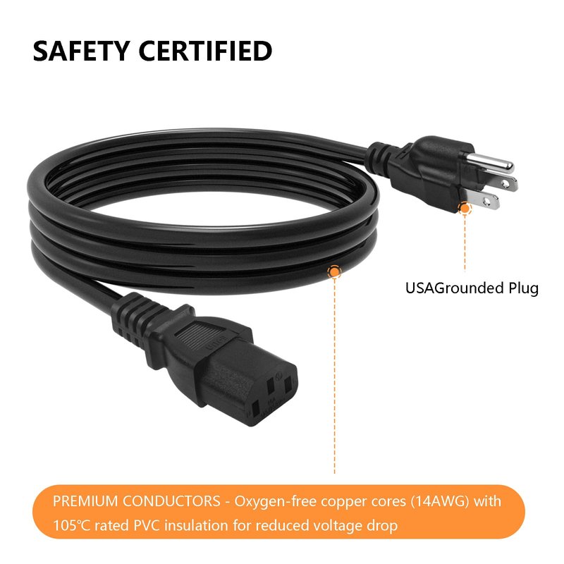 Replacement for Peloton Tread and Superfit Treadmill Power Cord, Extra Long 9.8FT 14 AWG Heavy Duty AC Power Supply Cable Universal 3 Prong