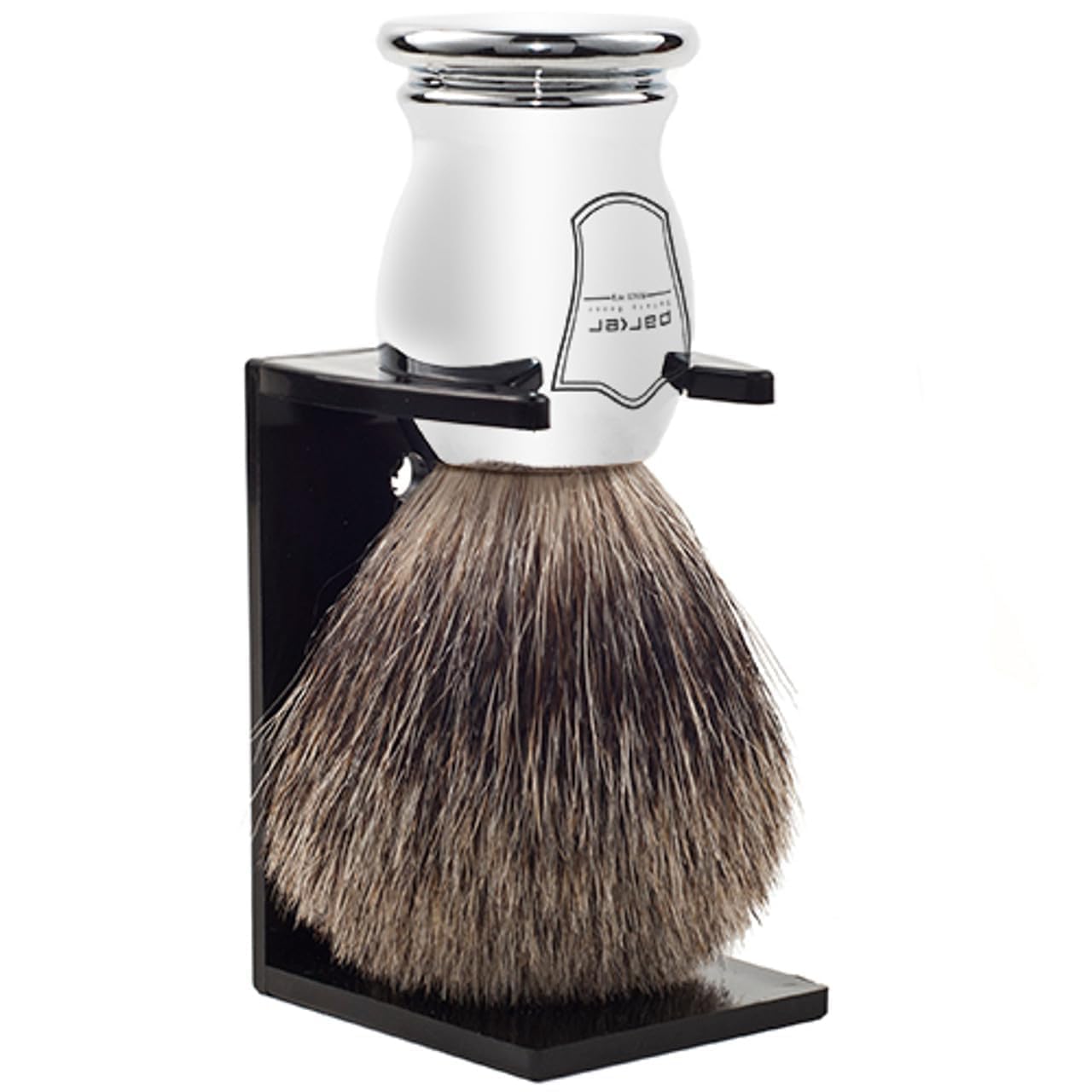 Parker Chrome Handle Pure Badger Shaving Brush & Stand