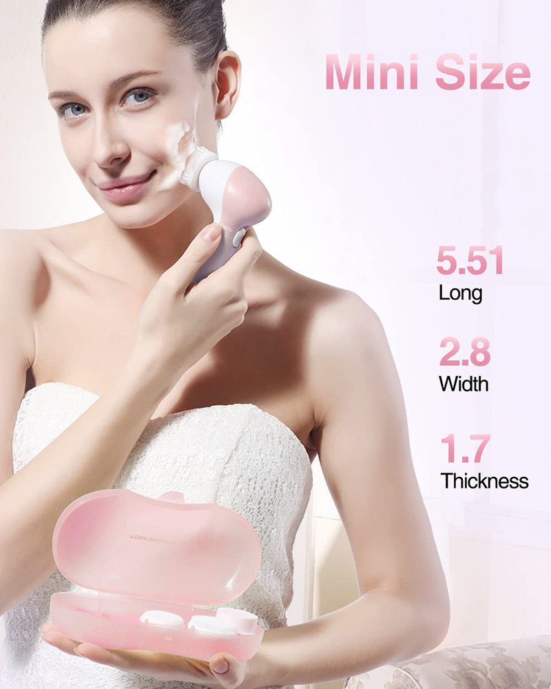 Facial Cleansing Brush for Women, 3-in-1 Face Cleanser and Exfoliator Brush with 3 Brush Heads, 2 Speeds, Battery Operated Waterproof Spin Brush, Portable Travel Case, Perfect Valentine's Day (Green)