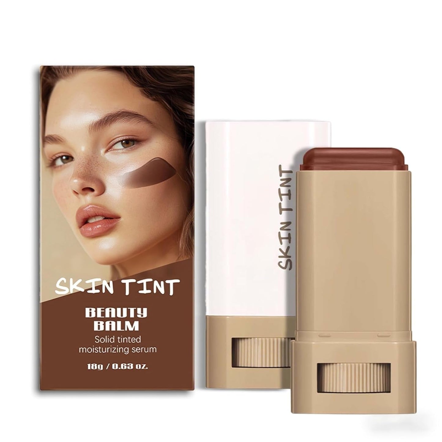 Hydrating Skin Tint & Contour Stick - Tinted Beauty Balm Foundation for Natural Finish | Buildable Coverage, Quick Application