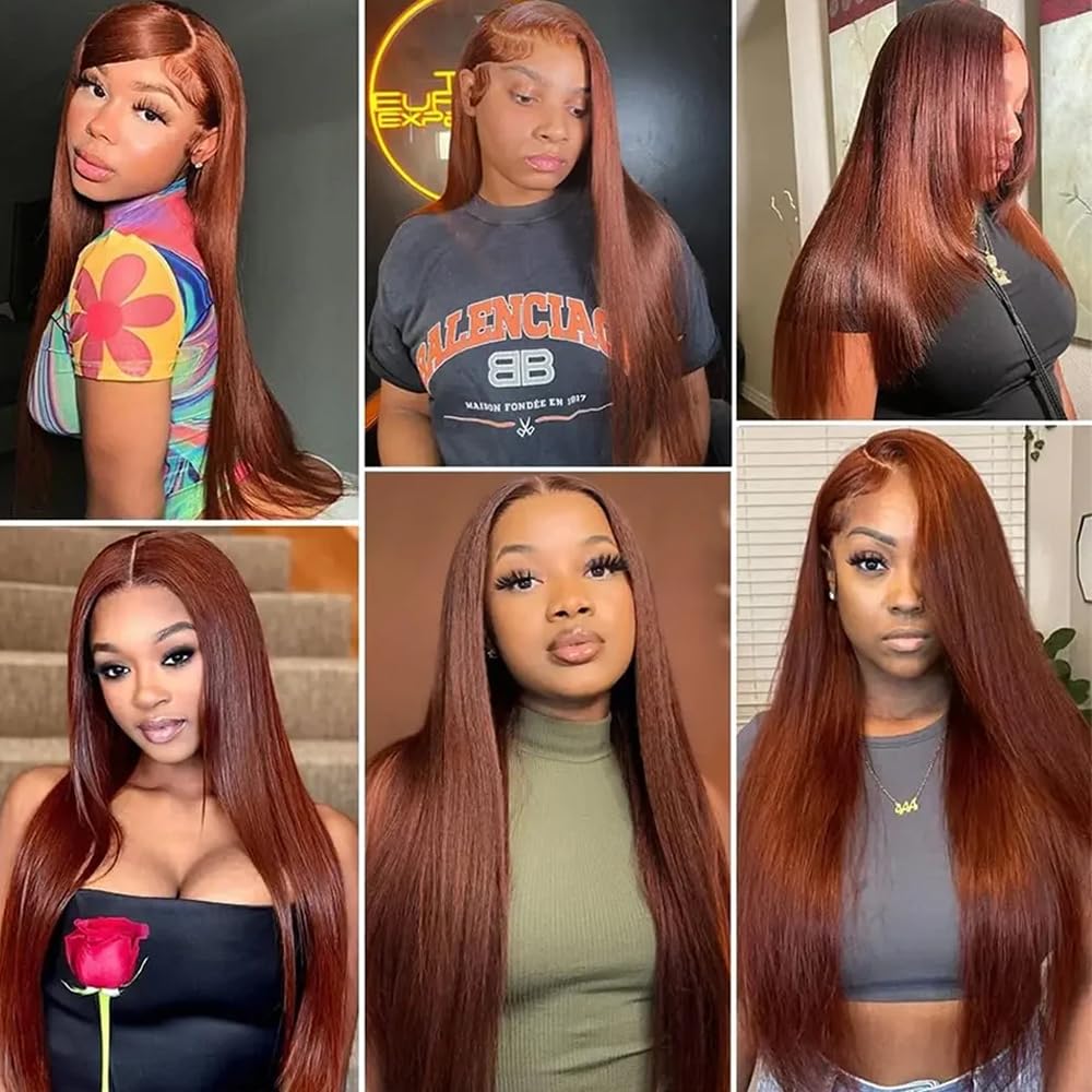 33 Human Hair Bundles Copper Red Straight Bundle Brazilian Virgin Hair 3 Bundles 28 30 32 Inch Reddish Brown Straight Human Hair Extensions