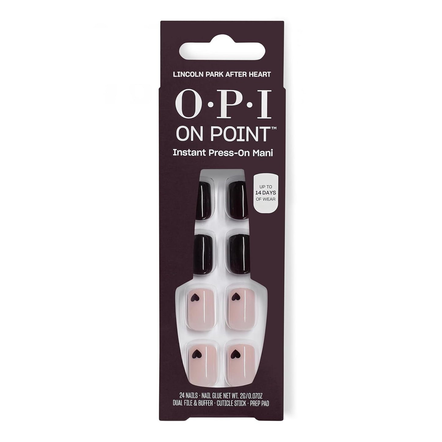OPI On Point Press On Nails - Short Round & Squoval Nail Art | 24 Count with Glue | Long-Lasting & Reusable