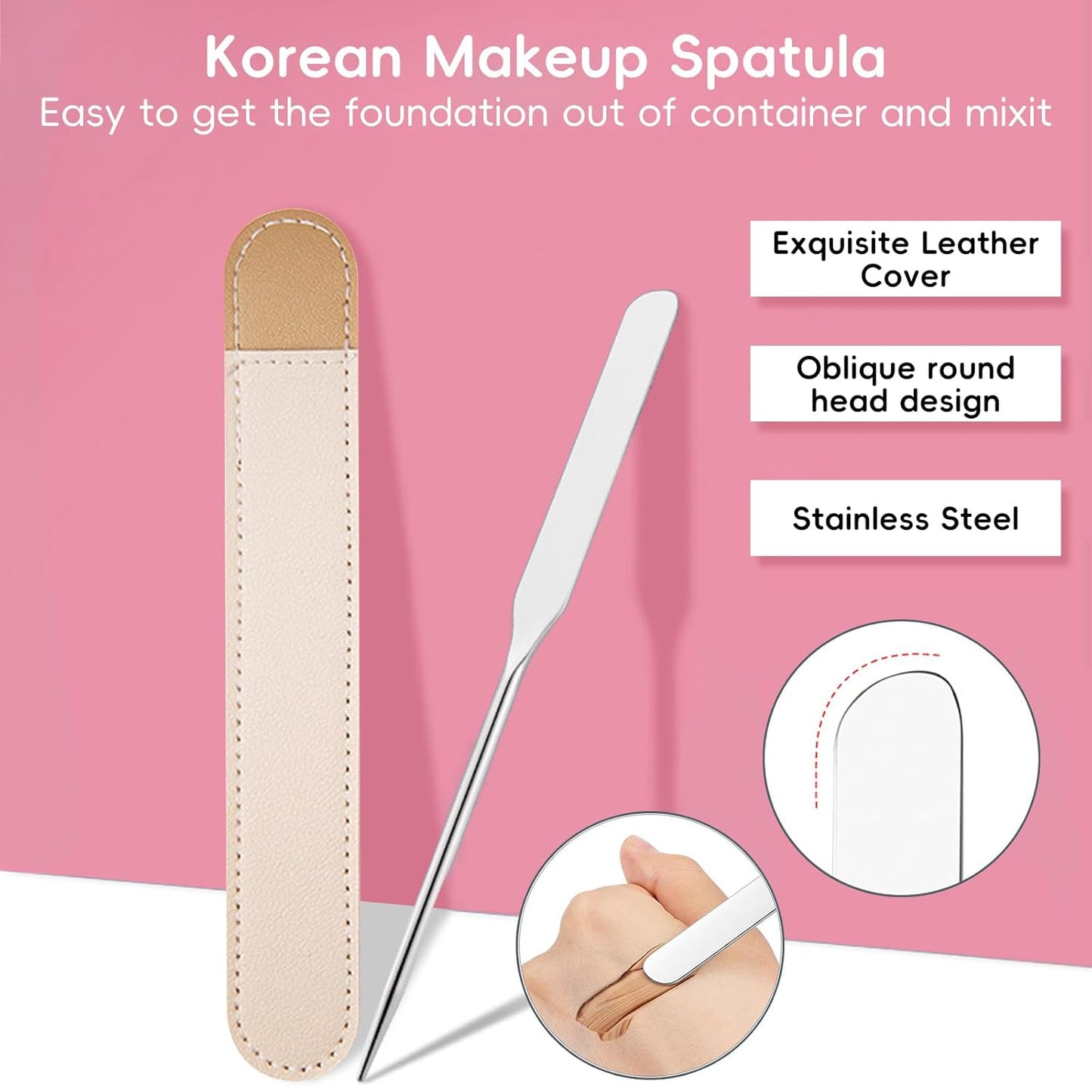 Makeup Mixing Palette - Stainless Steel Tray with Foundation Brush & Korean Spatula | Ideal for Liquid Makeup & Nail Art