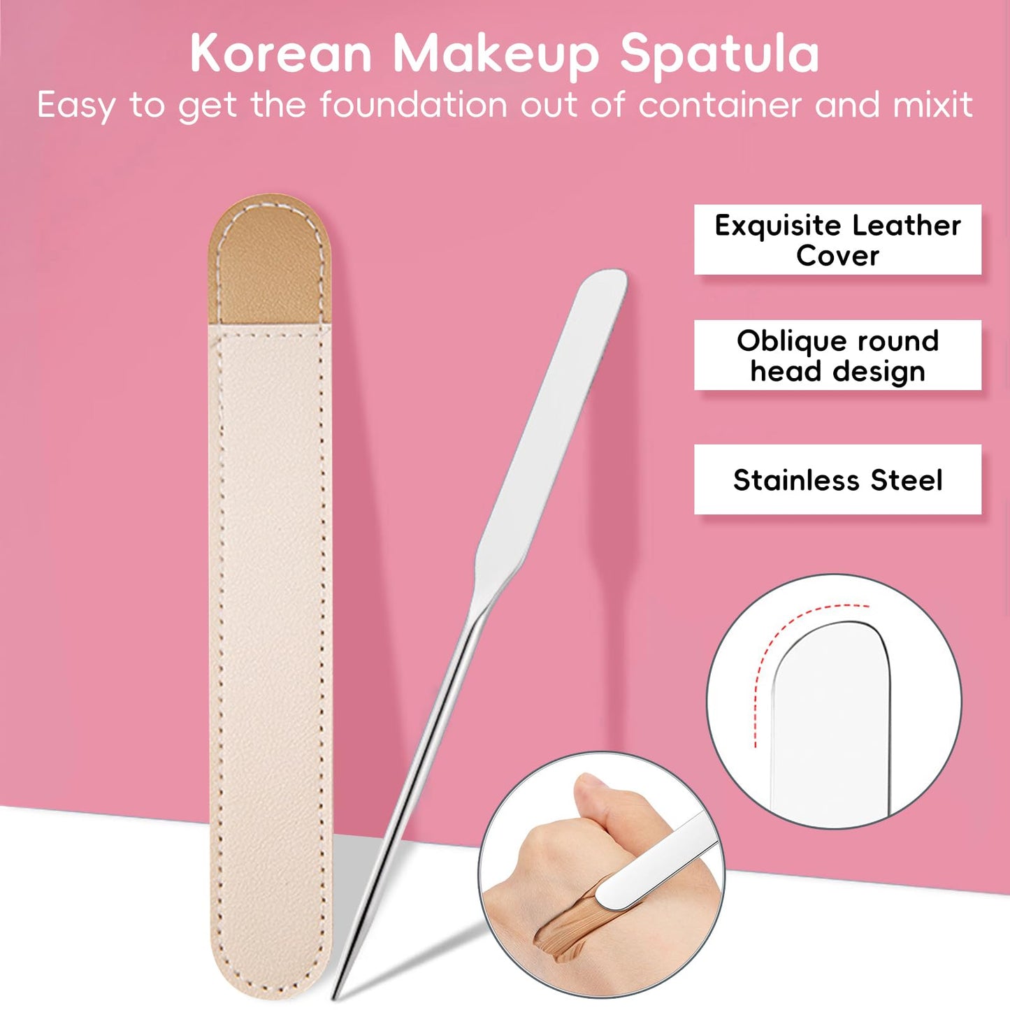 KissDate Makeup Mixing Palette with Foundation Brush for Liquid Makeup and Korean Makeup Spatula, Stainless Steel Makeup Palette Tray Mixer Nail Art Palette Mixing Tray