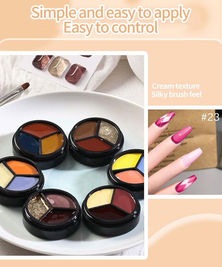 Solid Cream Gel Nail Polish 6colors Set , Brown Milk White for DIY