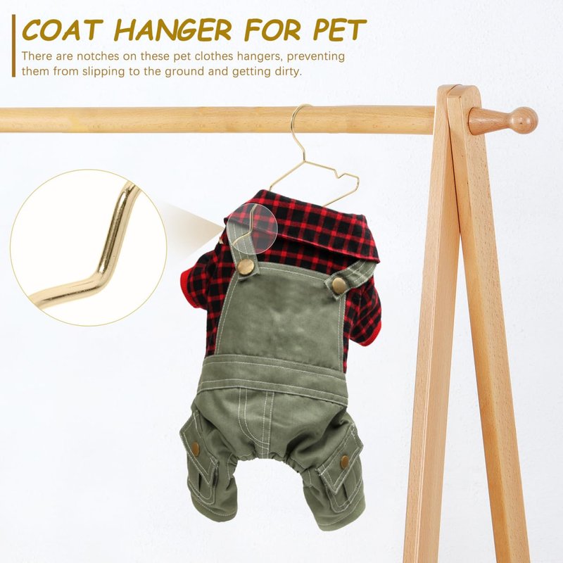 Didiseaon 10Pcs Small Dog Clothes Hangers Metal Pet Golden Mini Cat Hanger for Puppy Closet Storage, Windproof Heavy Duty Doll Garment Rack Accessories 5.9 X 4.33 Inches