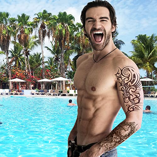Sovereign-Gear Saturn Temporary Tattoos for Men & Teens - Fake Arm & Body Sleeve Set
