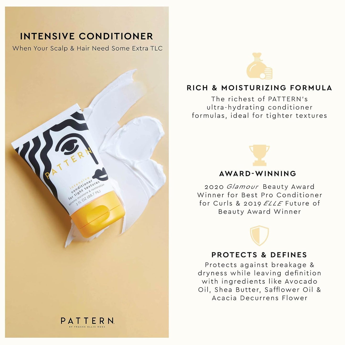 PATTERN Beauty by Tracee Ellis Ross Texture Travel Kit for Curly & Coily Hair, 3a-4c, Includes 3 oz Leave-In Conditioner, Intensive Conditioner, Cleansing Shampoo