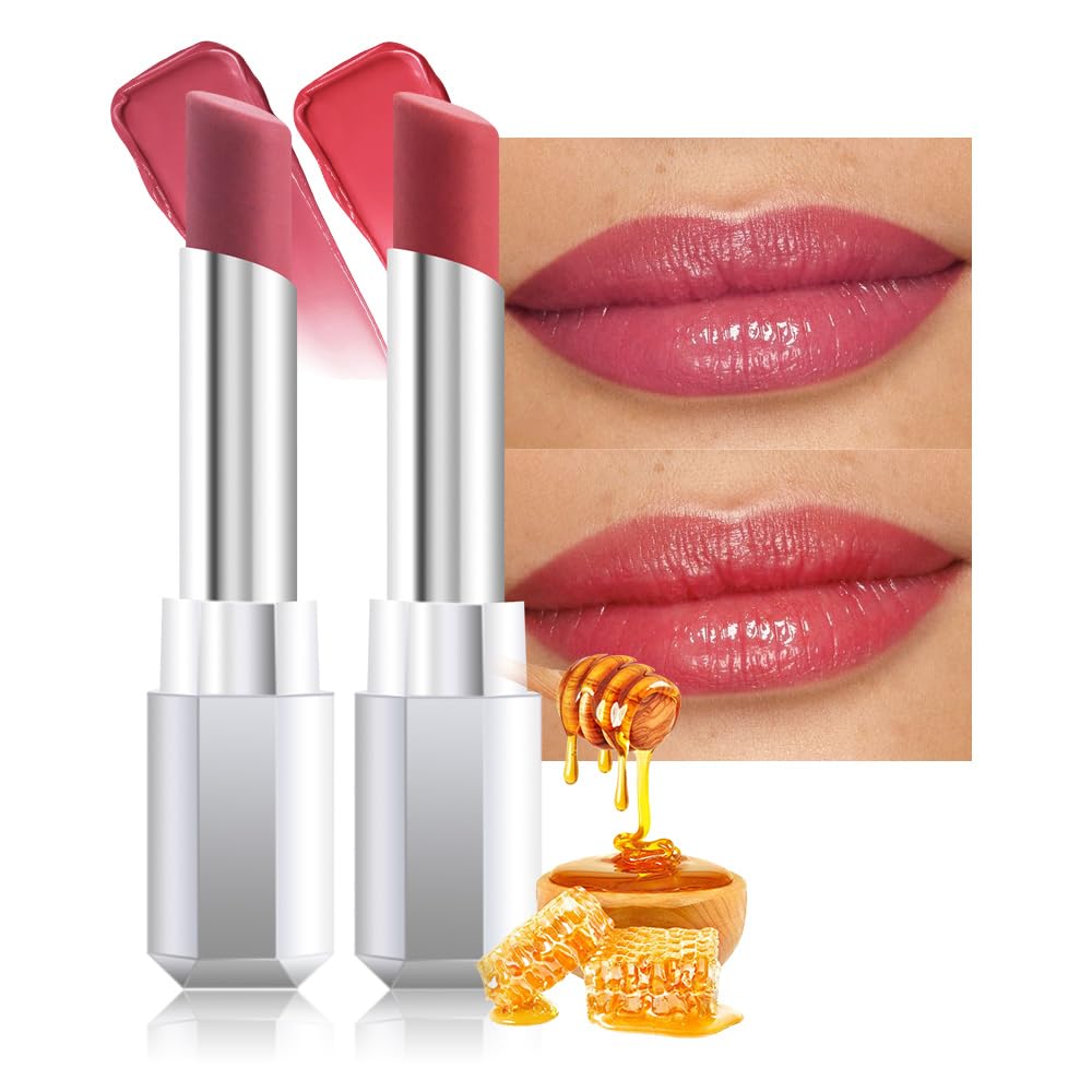 Rose Honey Lipstick - Moisturizing Tinted Lip Balm for Older Women | Hydrating & Nourishing Shine, 05 Rose