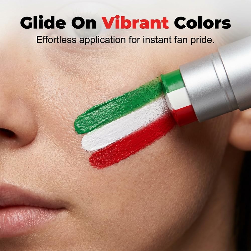 National Flag Face Paint Stick - Washable Red, White & Blue Eye Makeup for Sports Fans | Perfect for Football, Baseball & Soccer Events