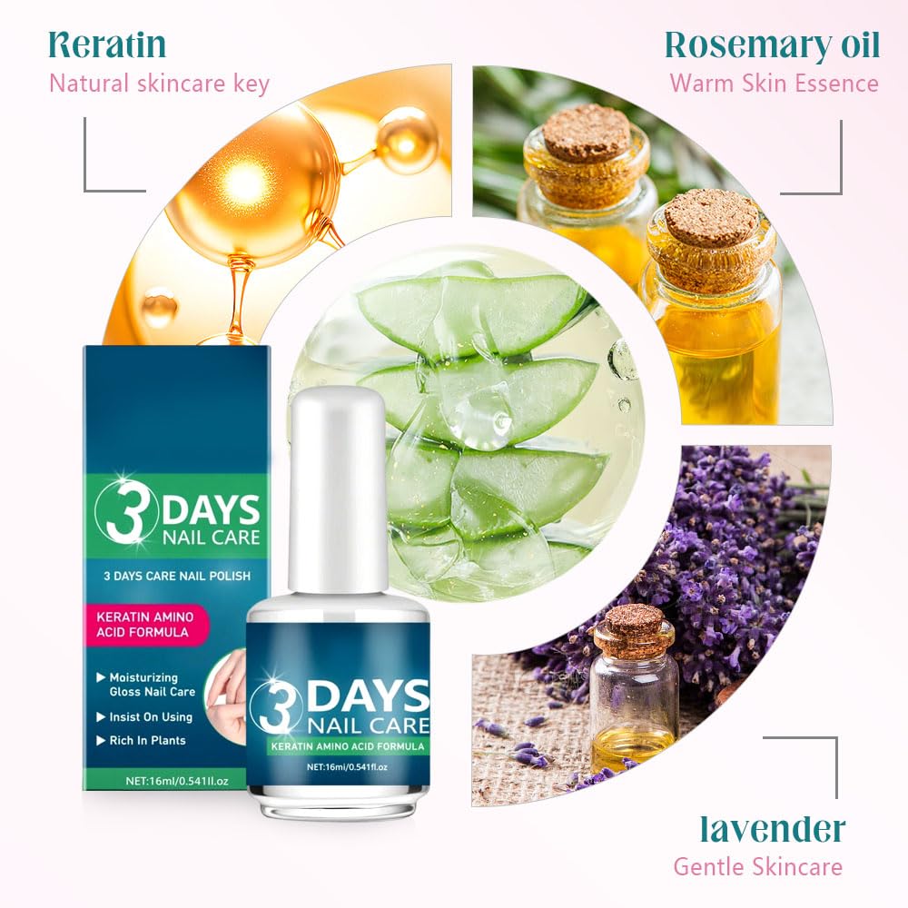 3 Days Nail Care Oil with Keratin, 2026 New Fast Strengthening & Hydrating for Dry, Weak and Fragile Nails (1, One Size)