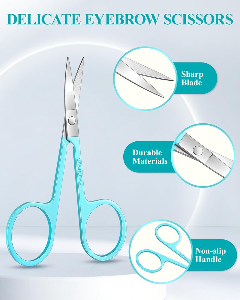 MORGLES Tweezers for Women Facial Hair, 10 in 1 Pimple Popper Tool Kit with Tweezers, Eyebrow Tweezers Kit with Eyebrow Trimmer & Scissors, Razor, Travel Bag, Grooming Beauty Set