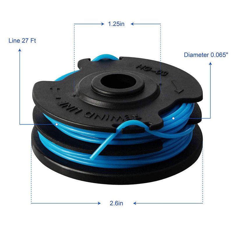 Thten 29242 29082 Trimmer Spool Replacement 27ft 0.065 inch for Greenworks 24V 40V 21052 29272 and 21212 Dual line Electric String Trimmers with 3411546A6 Cap Covers Parts(6Pack+2 Cap)