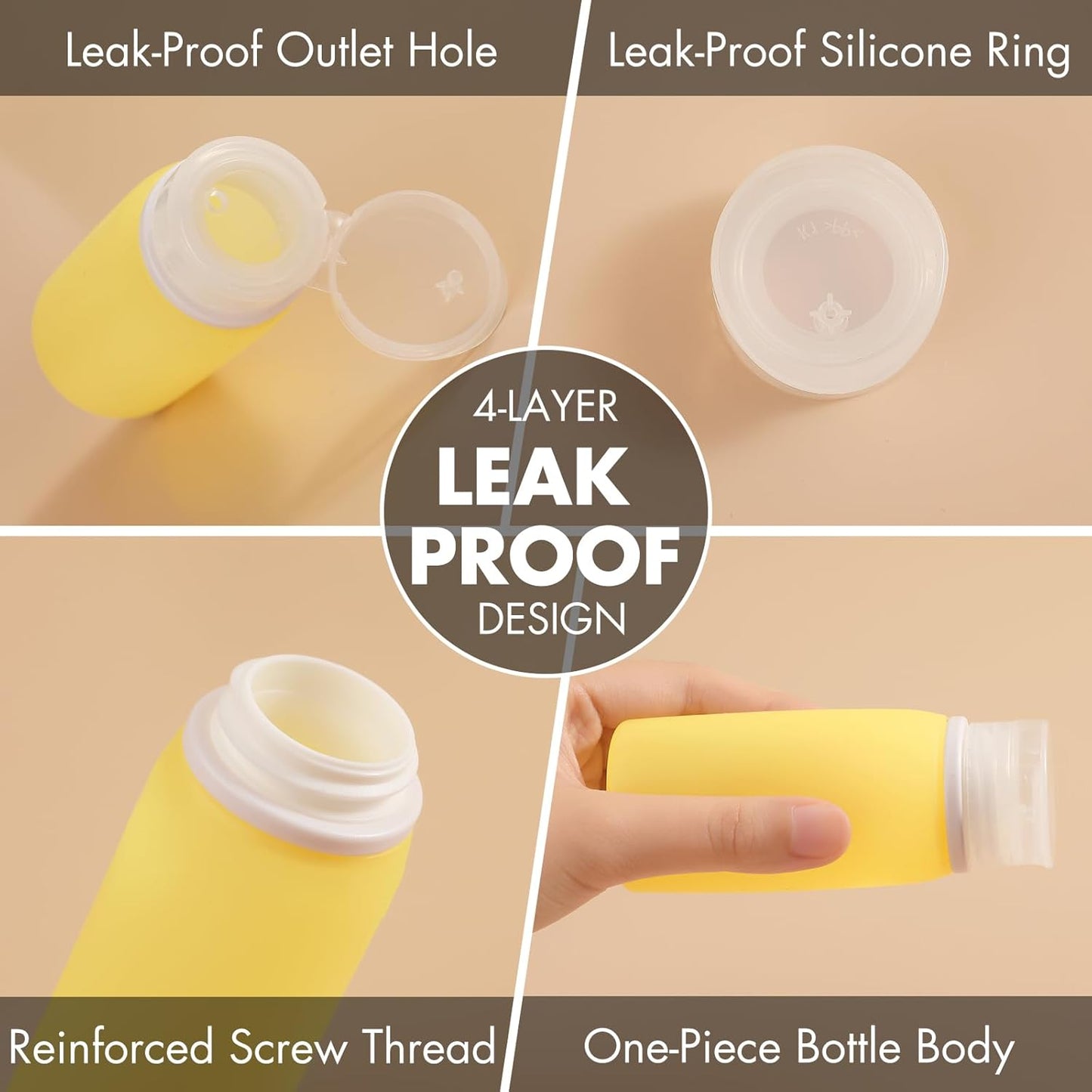 Leak Proof Silicone Travel Bottles Set - 21 Pack TSA Approved Toiletry Containers | BPA Free, Travel Size Accessories