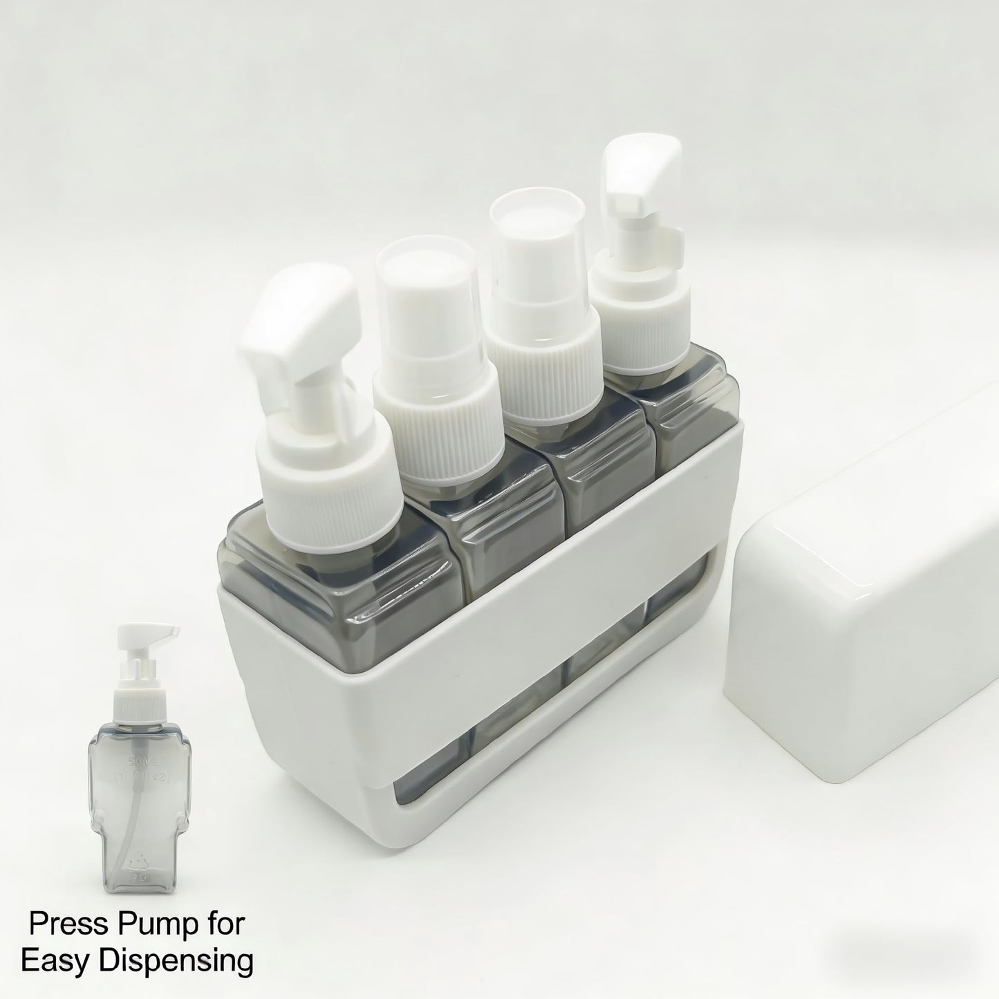 YIANCTRD Travel Bottles For Toiletries, 4 Pack 1.7oz Refillable Transparent Bottles With Label,Leak-Proof Silicone Shell Containers,for Shampoo,Lotion,CosmeticCreams(Gray)