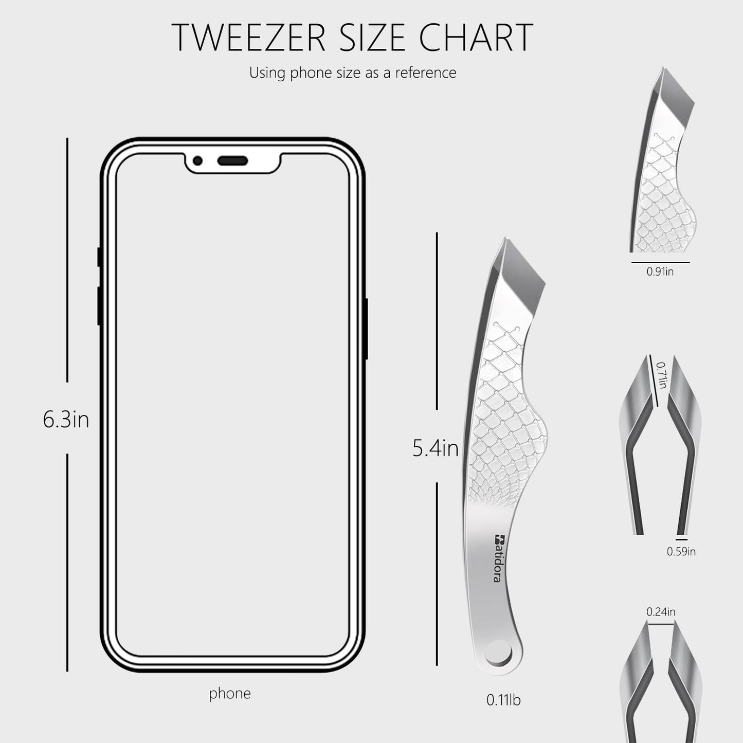 18mm Wide Tweezers for Men - Slant Tip Facial Hair Removal for Precision Beard & Chin Hair - Professional Grade with Case