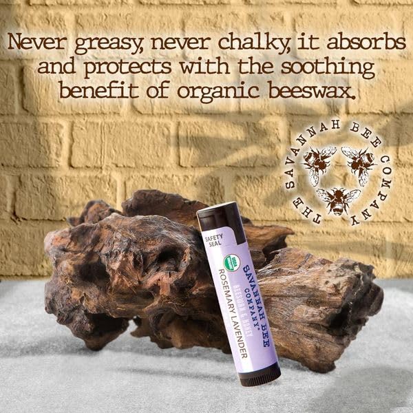 Savannah Bee Company Mint Lip Balm with Hanger - Natural Beeswax (2 Pack)