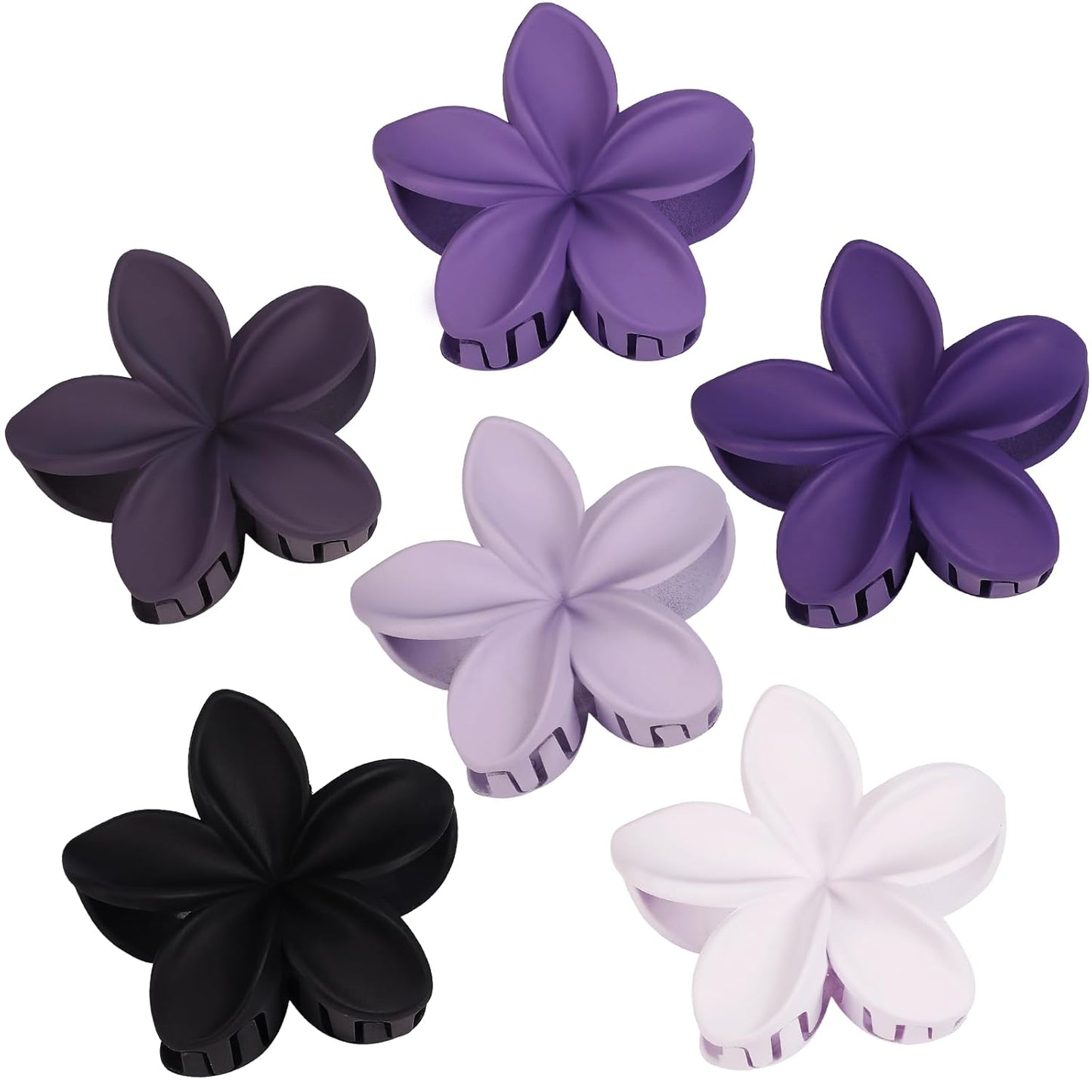 Large Flower Claw Hair Clips - 6 Pcs Hawaiian Style for Thick & Medium Hair | Beach Accessories for Women & Girls