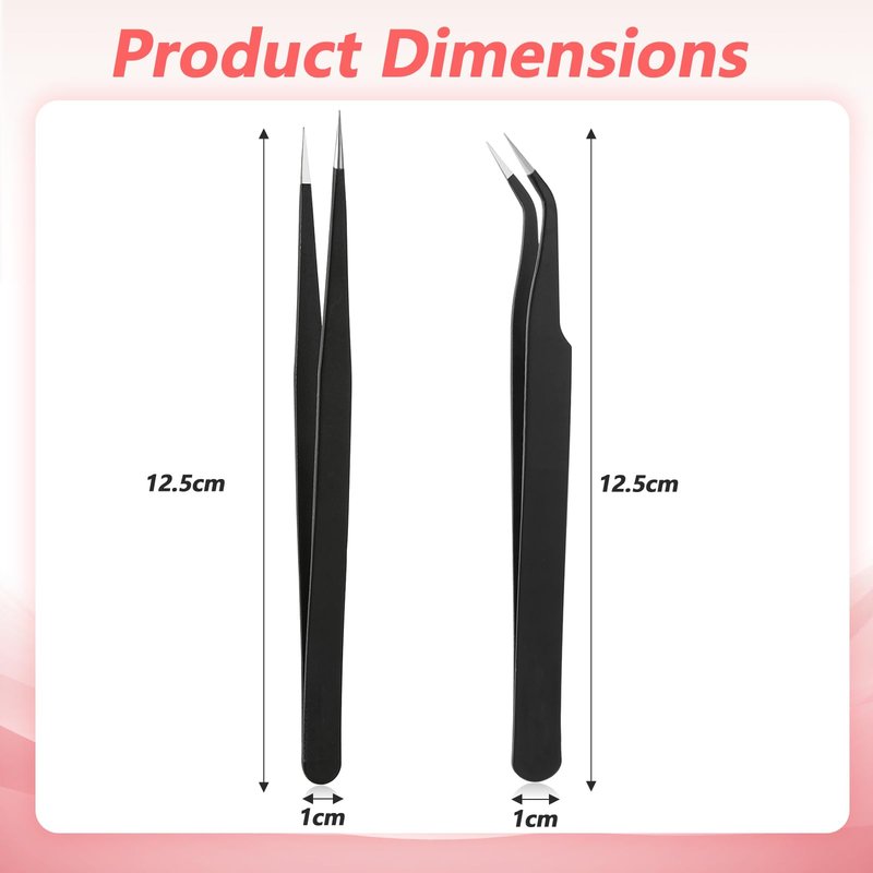 2PCS Stainless Tweezers, Sticker Tweezers Stainless Steel Straight and Curved Tip Tweezer for Eyelash Extensions Precision Electronics Nail Rhinestone Jewelry