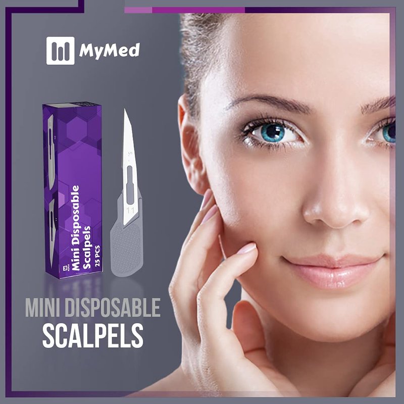 Mymed Mini #11 Dermaplane Razor for Women Face, Manual Shaving Razor, Pack of 25