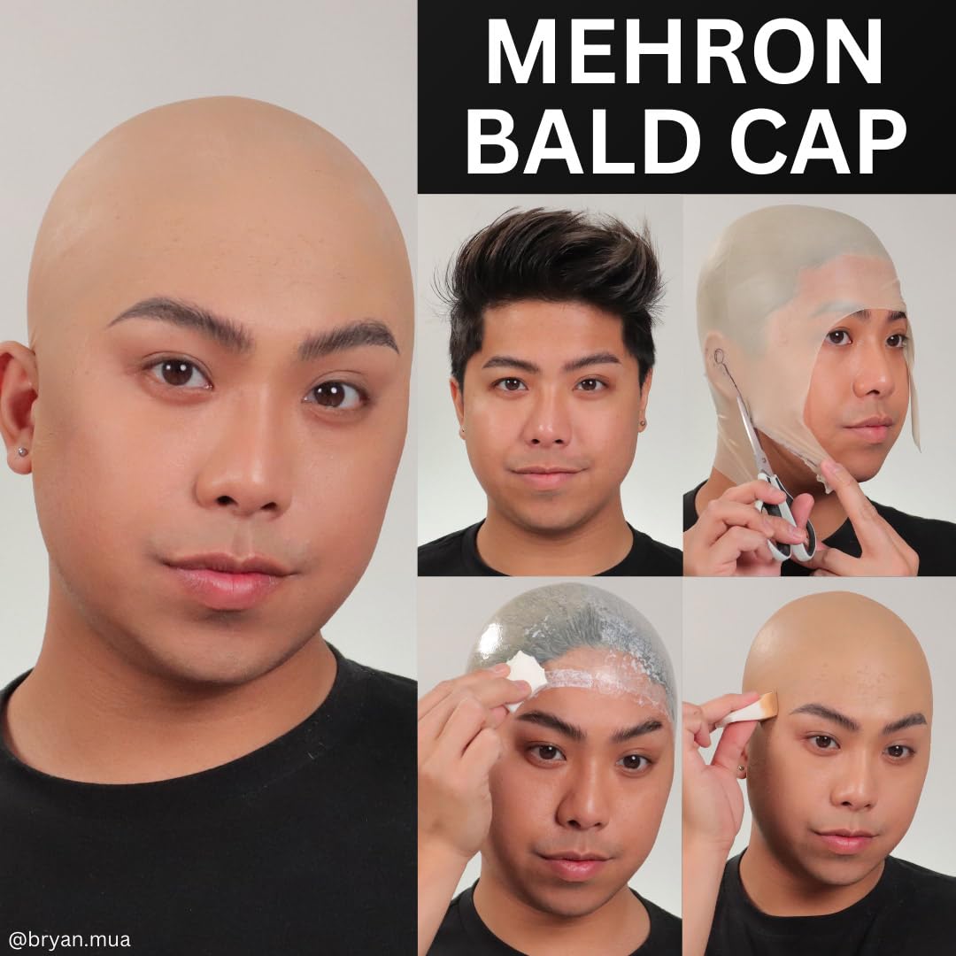 Mehron Makeup Bald Cap for Adults - Professional Latex Costume Accessory for Halloween, Cosplay & Theatre