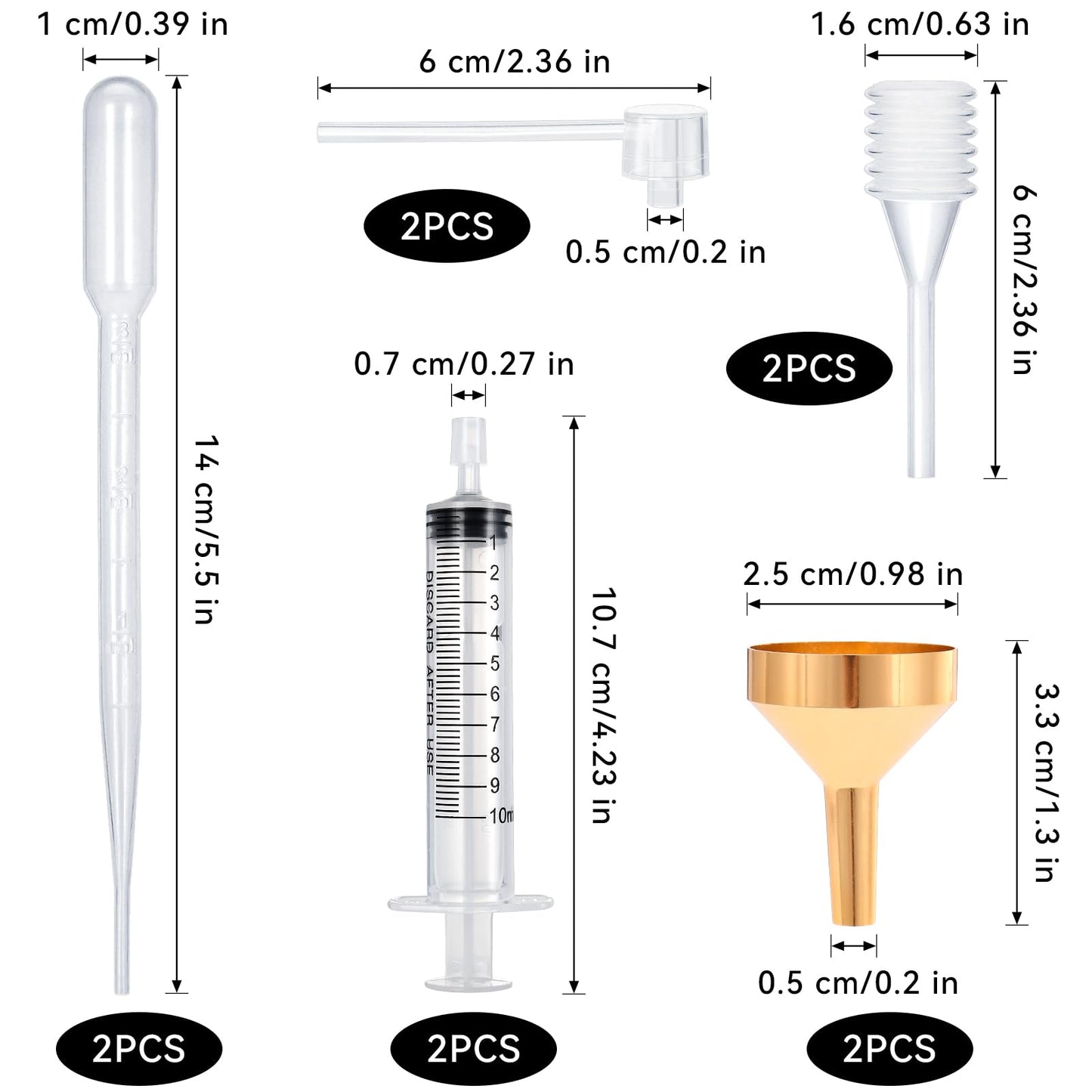 10pcs Perfume Refill Tool Kit,Plastic Perfume Dispenser Transfer Tools,Travel Refill Tool Set for Liquid Cologne Fragrance Sample Essential Oils (10ml/10pcs)