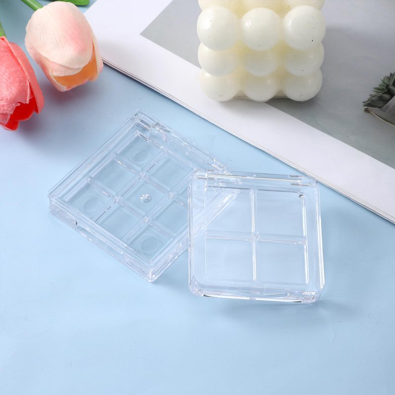 Empty Makeup Palette Depotting Case, 2pcs Empty Lipstick Palette 9-Grid and 4-Grid Clear Blush Lipstick Case Portable Eyeshadow Pan Dispensing Storage Boxes