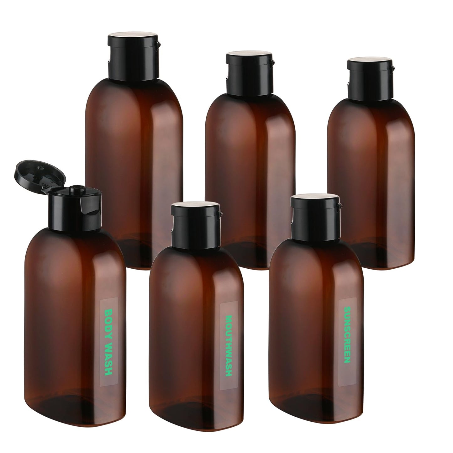 Cosywell Travel Bottles for Toiletries 6pcs 3.4oz TSA Approved Travel Shampoo Bottles Leak Proof Empty Lotion Containers with Flip Cap Small Plastic Squeeze Bottle(Brown)
