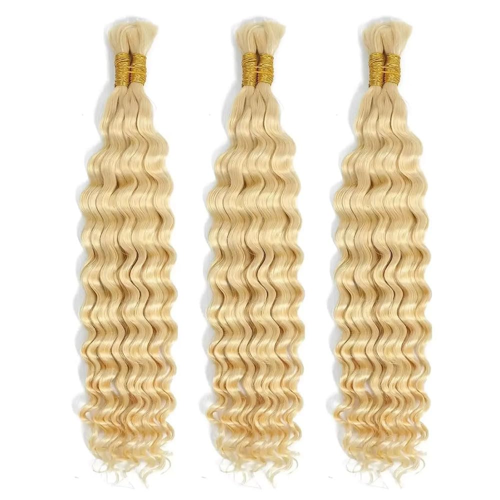Boho Hair for Braiding Deep Wave Human Braiding Hair for Boho Braids Wet and Wavy Bohemian Hair for Braiding 2 Bundles 150g 20 inch 613