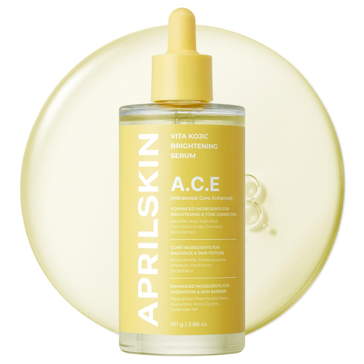 APRILSKIN A.C.E Serum - Vita Kojic Brightening Serum with Kojic Acid & Vitamin C | 3.88 oz for Even Skin Tone