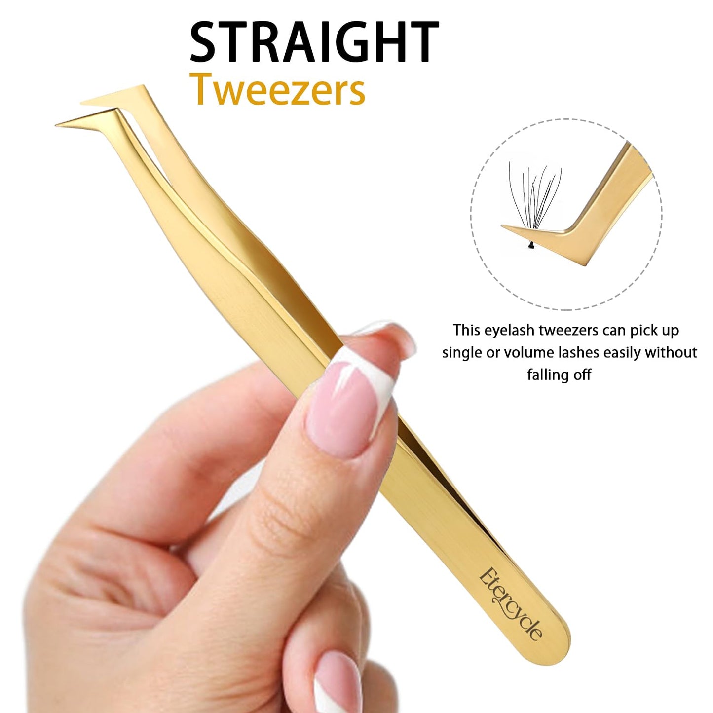3 PCS Eyelash Tweezers, High Precision Stainless Steel Lash Tweezers Set for Classic Individual Volume Lash Eyelash Extensions with Box