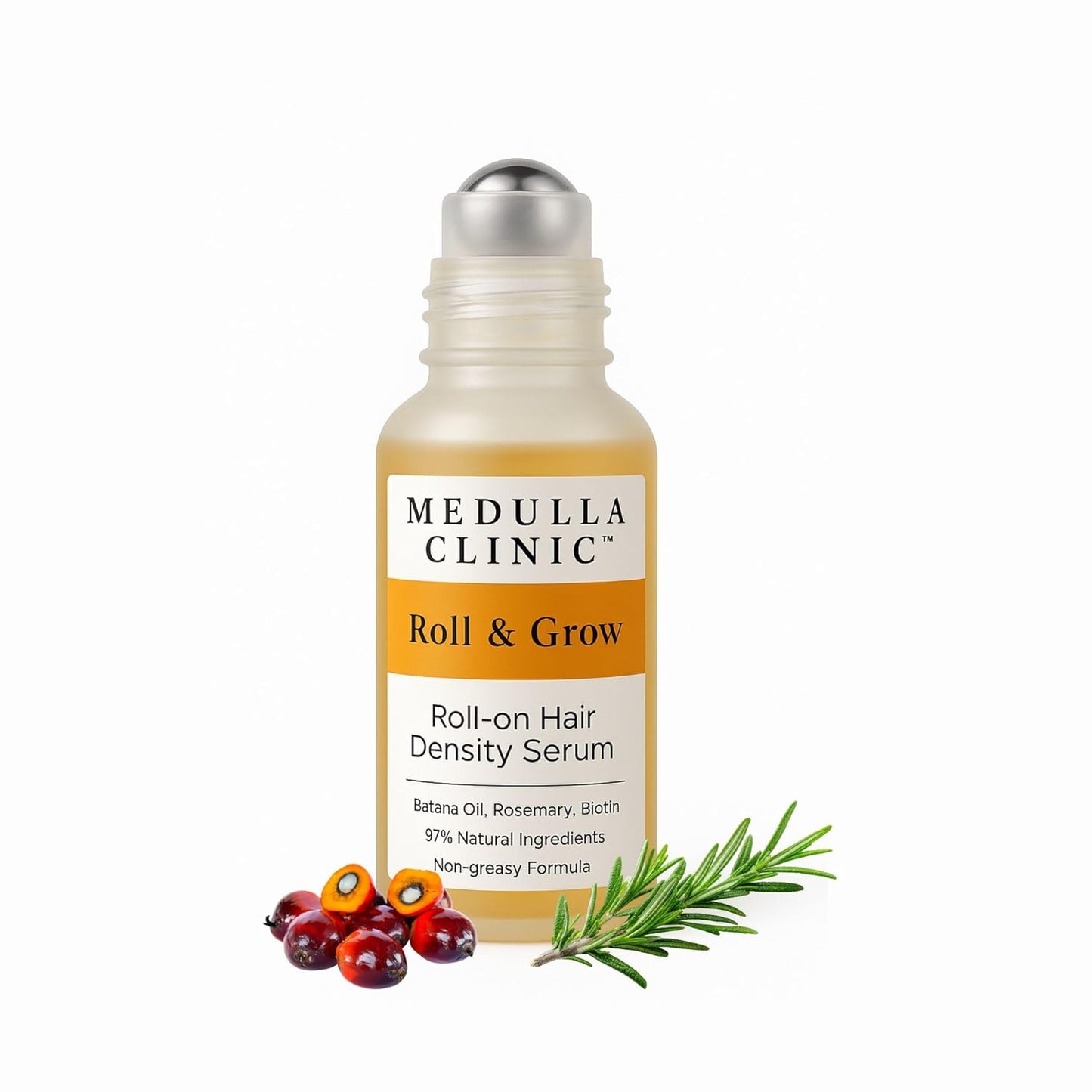 Hair Growth Serum Roll-On | 5% Rosemary & 3% Protein for Scalp Thickening - Non-Greasy Treatment, 1 fl oz (30 ml)