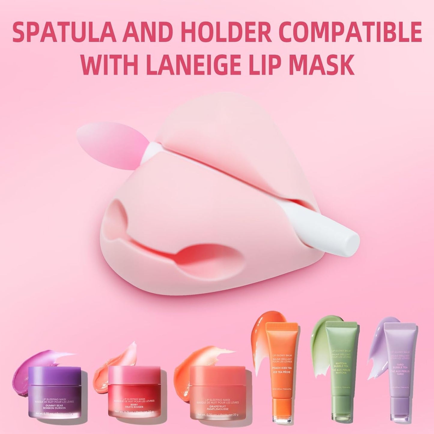 Spatula Holder for Laneige Lip Mask - 3 Holers & 3 Spatulas | Protective Silicone Brush Topper
