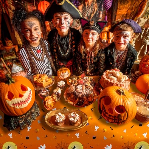 OQOQ Halloween Tablecloth Set - 3 Packs, 108x54 Inches, Orange